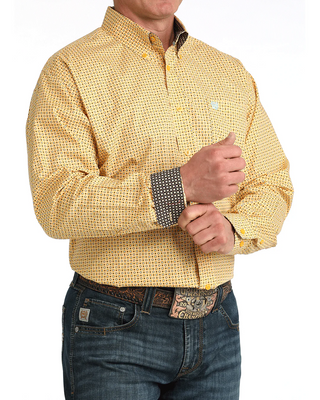 Cinch Men's Diamond Printed Button Down {Gold}