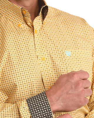 Cinch Men's Diamond Printed Button Down {Gold}