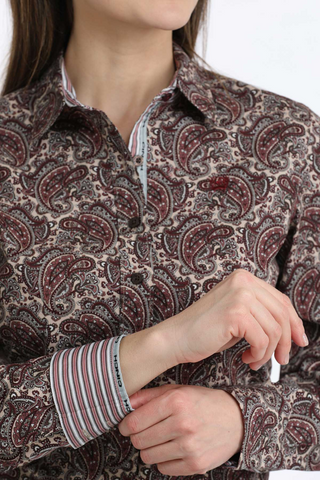Cinch Women's Paisley Button Down {Burgundy}