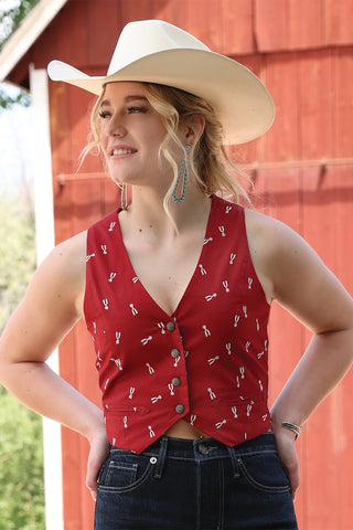 Cruel Denim Women's Spur Printed Vest {Red}