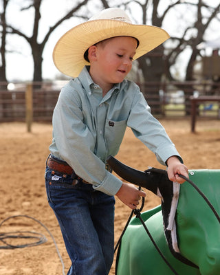 Cinch Youth Printed Button Down {Blue}
