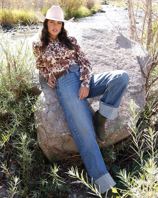 Cruel Denim Girlfriend Fit Printed Pearl Snap {Floral}