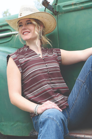 Cruel Denim Women's Stripe Blouse {Brown}