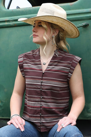 Cruel Denim Women's Stripe Blouse {Brown}