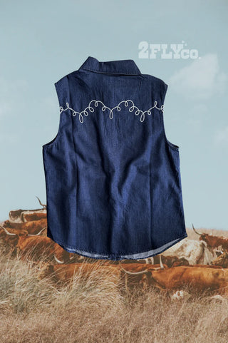The Bristol Sleeveless Dark Wash Top 3