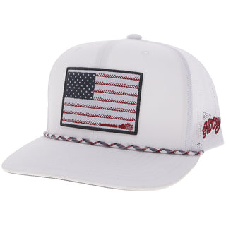 Hooey Men's "Liberty Roper" Flag Patch Cap  2610T-WH - Hooey 1