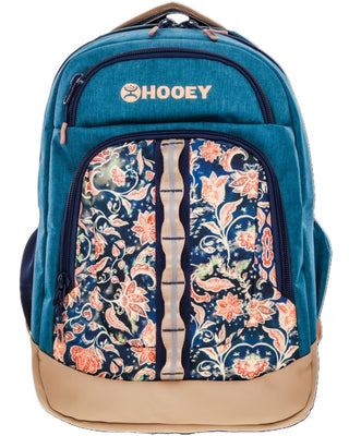 Hooey Ox Floral Print Pocket Backpack {Teal}
