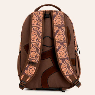 Hooey Recess Tooled Leather Print Backpack {Brown}