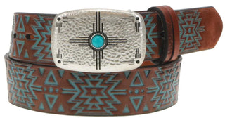 Embossed Brown & Turquoise Belt