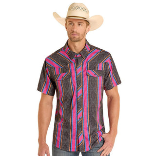 Rock & Roll Denim TEKWestern Stripped Pearl Snap {Black}