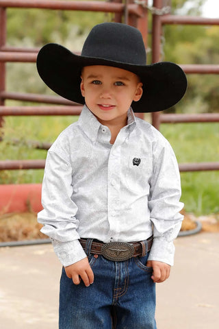 Cinch Youth Paisley Print LS Button Down - Cinch