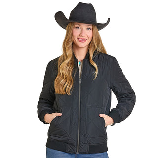 Panhandle Slim Quilted Bomber Jacket {Black}