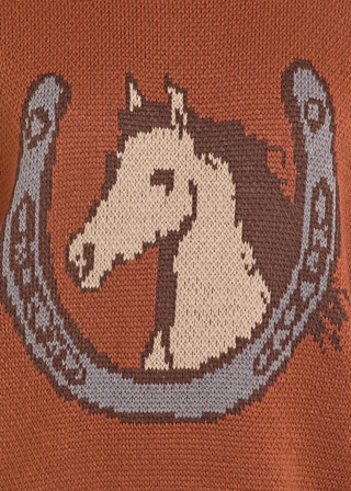 Rock & Roll Denim West Desperado Horseshoe Sweater {Burnt Orange} BW32T07769