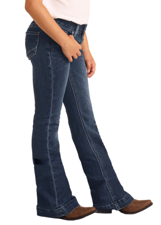 Rock & Roll Girl's Mid Rise Trouser Jeans {Dark Wash}