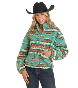 Rock & Roll Denim Women's Aztec 1/4 Zip Sherpa - Rock & Roll Denim 1