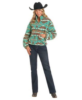 Rock & Roll Denim Women's Aztec 1/4 Zip Sherpa - Rock & Roll Denim 2