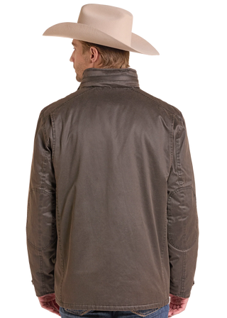 Panhandle Slim Men's Oil Skin Corduroy Trim Jacket {Chocolate}