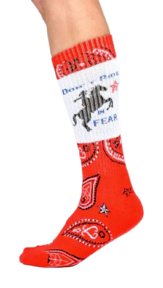 Lucky Chuck "Don't Ride in Fear" Socks {Red}
