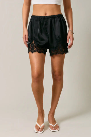 The Eden Lace Trim Shorts {Black}