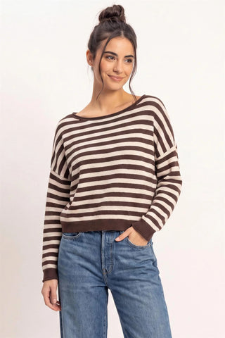 The Scarlett Striped Sweater {Dark Brown}