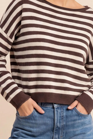 The Scarlett Striped Sweater {Dark Brown}