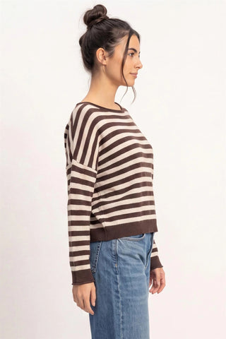 The Scarlett Striped Sweater {Dark Brown}
