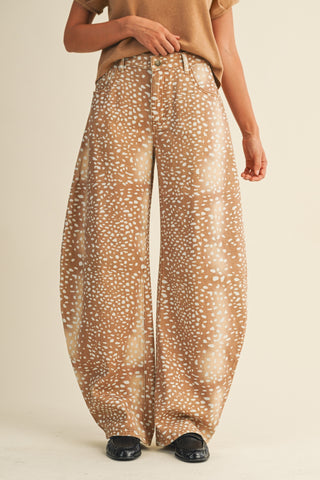 The Doe Print Barrel Jeans