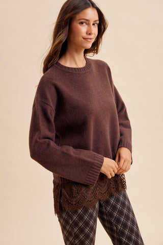 The Lace Trim Sweater {Chocolate}