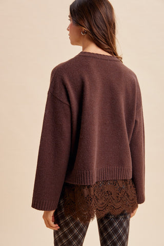 The Lace Trim Sweater {Chocolate}