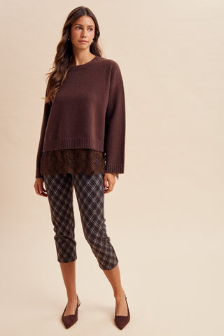 The Lace Trim Sweater {Chocolate}