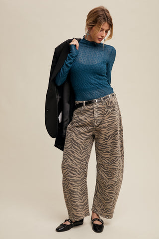 The Roxy Zebra Print Barrel Jean