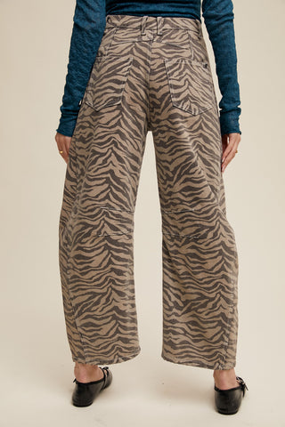 The Roxy Zebra Print Barrel Jean