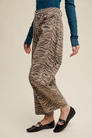 The Roxy Zebra Print Barrel Jean