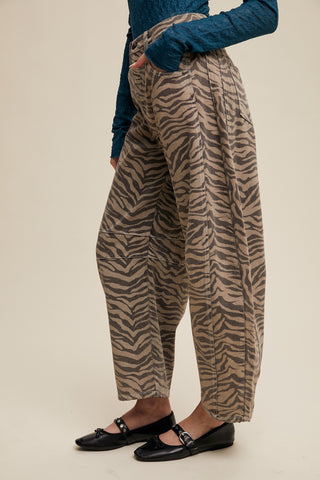 The Roxy Zebra Print Barrel Jean