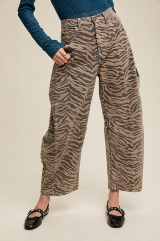 The Roxy Zebra Print Barrel Jean
