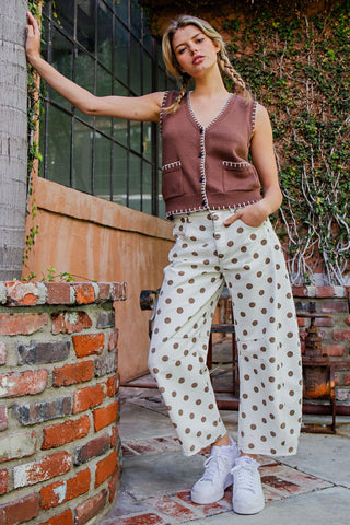 The Berkley Polka Dot Pant {Oatmeal}
