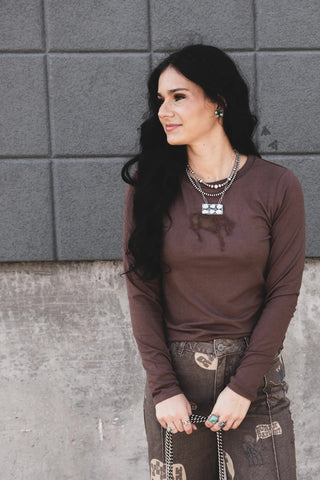 The Buck Out Long Sleeve Tee {Brown}