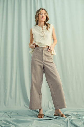 The Salina Stripe Wide Leg Pants {Cream}