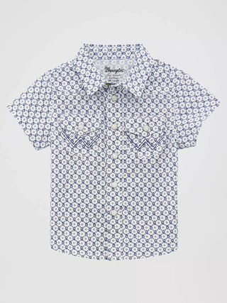 Wrangler Infant Printed Pearl Snap {Blue + White}