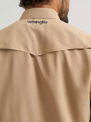 Wrangler Men's All Terrain Short Sleeve Pearl Snap {Travertine}