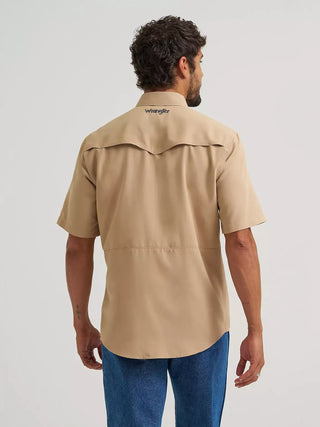 Wrangler Men's All Terrain Short Sleeve Pearl Snap {Travertine}