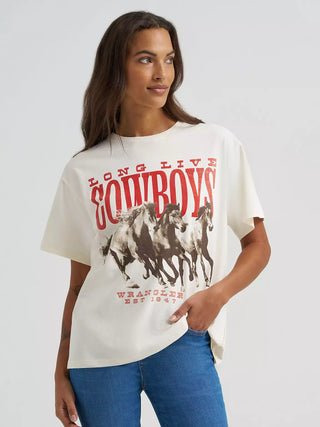 Wrangler Women's Running Horse Girlfriend Tee {Egret}