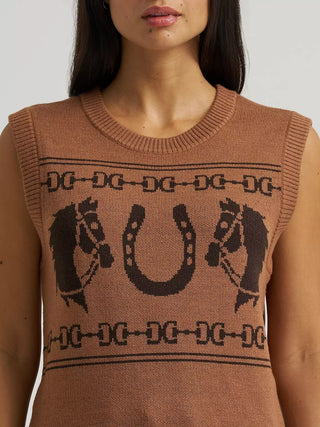 Wrangler Women's Horse Sweater Vest {Brown}
