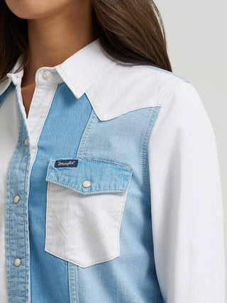Wrangler Retro Pieced Denim Vintage Pearl Snap