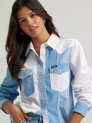 Wrangler Retro Pieced Denim Vintage Pearl Snap