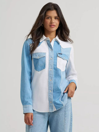 Wrangler Retro Pieced Denim Vintage Pearl Snap
