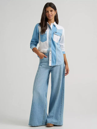 Wrangler Retro Pieced Denim Vintage Pearl Snap