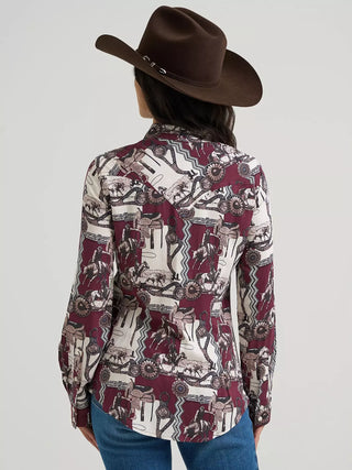 Wrangler Women's Bold Bucking Sierra Pearl Snap {Burgundy}