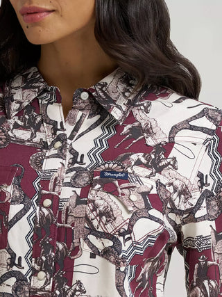 Wrangler Women's Bold Bucking Sierra Pearl Snap {Burgundy}