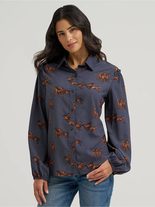 Wrangler Women's Drapey Sleeve LS Button Down - Wrangler 1